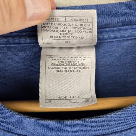 Vintage Nike Shirt Mens XXL Blue Center Swoosh Long Sleeve Hit 90s Y2K USA Made - Picture 6 of 12